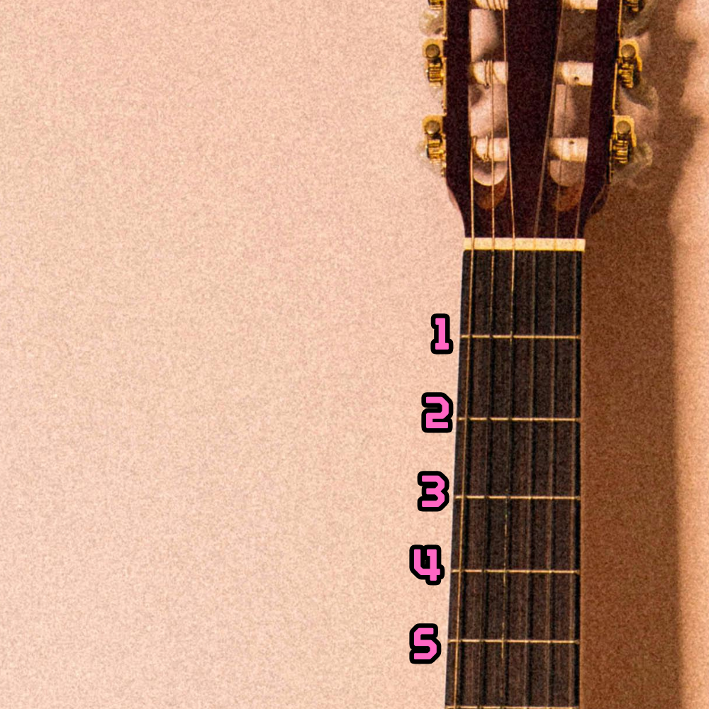 Diagram showing how to count frets